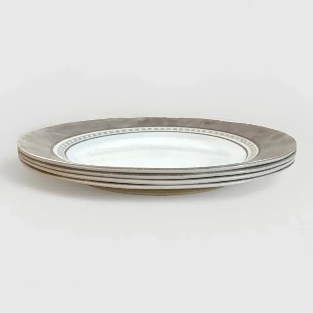 4 Corelle Pewter Luncheon Salad Plates 8.5